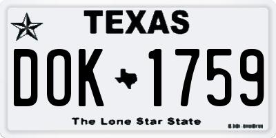 TX license plate DOK1759