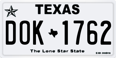 TX license plate DOK1762