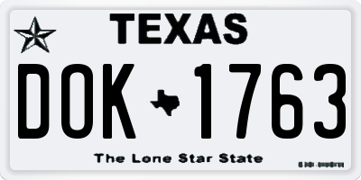 TX license plate DOK1763