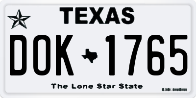 TX license plate DOK1765