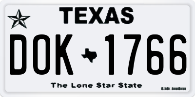 TX license plate DOK1766