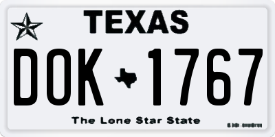 TX license plate DOK1767
