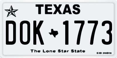 TX license plate DOK1773