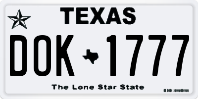 TX license plate DOK1777