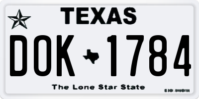 TX license plate DOK1784