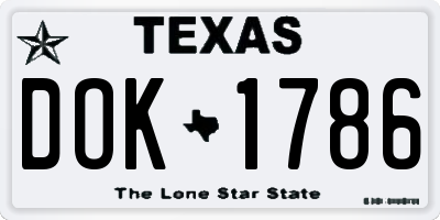 TX license plate DOK1786