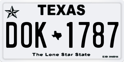 TX license plate DOK1787