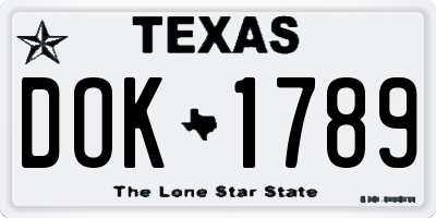 TX license plate DOK1789