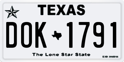 TX license plate DOK1791