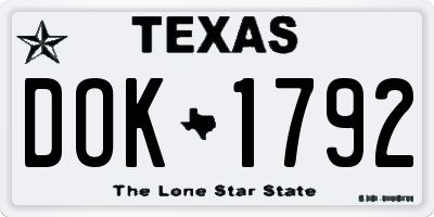 TX license plate DOK1792