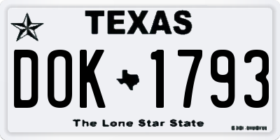 TX license plate DOK1793