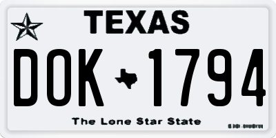 TX license plate DOK1794