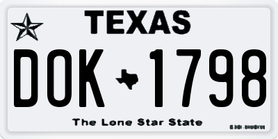 TX license plate DOK1798