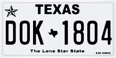 TX license plate DOK1804