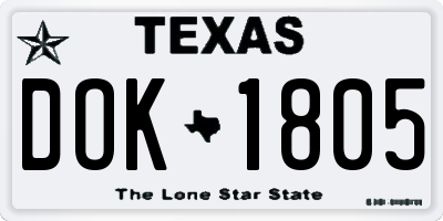 TX license plate DOK1805