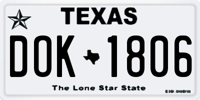 TX license plate DOK1806
