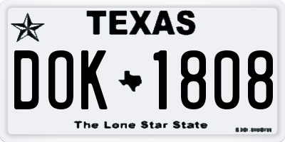 TX license plate DOK1808