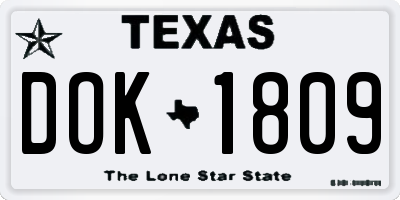 TX license plate DOK1809