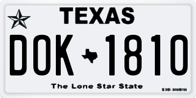 TX license plate DOK1810