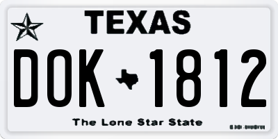 TX license plate DOK1812