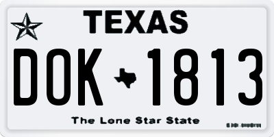 TX license plate DOK1813