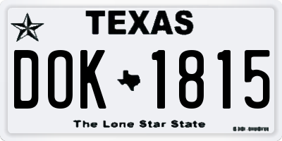 TX license plate DOK1815