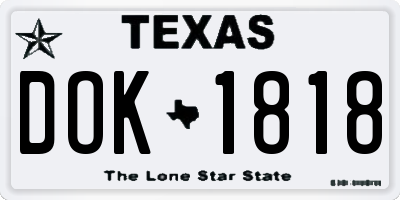 TX license plate DOK1818