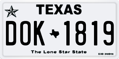 TX license plate DOK1819