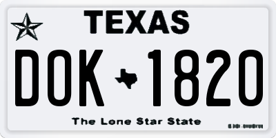 TX license plate DOK1820