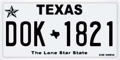 TX license plate DOK1821