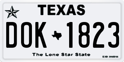 TX license plate DOK1823
