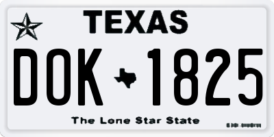 TX license plate DOK1825