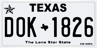 TX license plate DOK1826