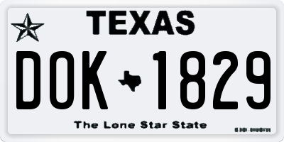 TX license plate DOK1829