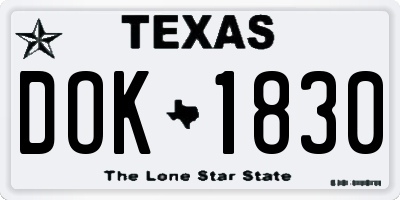 TX license plate DOK1830