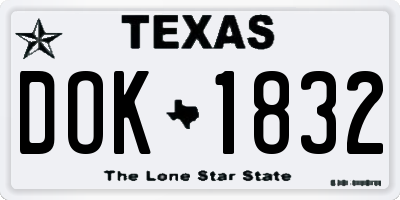TX license plate DOK1832