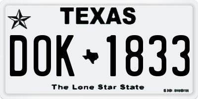 TX license plate DOK1833