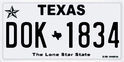 TX license plate DOK1834