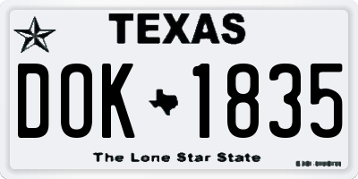 TX license plate DOK1835