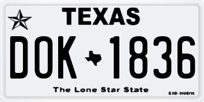 TX license plate DOK1836