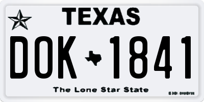 TX license plate DOK1841