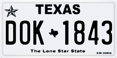 TX license plate DOK1843
