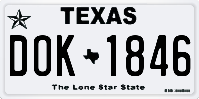 TX license plate DOK1846