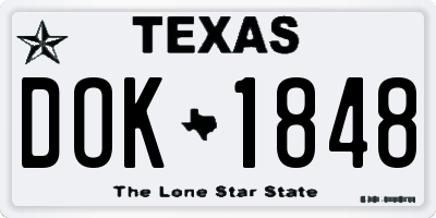 TX license plate DOK1848