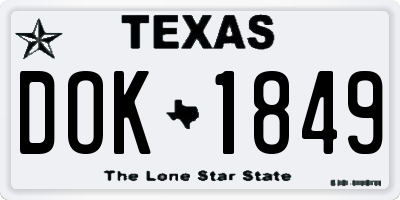 TX license plate DOK1849