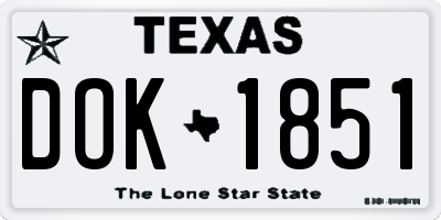 TX license plate DOK1851