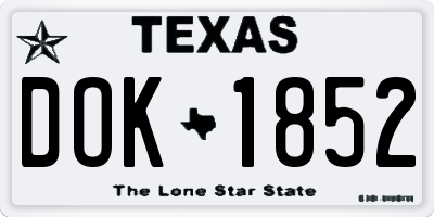 TX license plate DOK1852