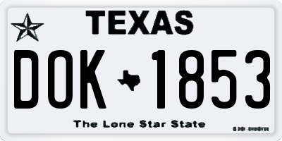 TX license plate DOK1853