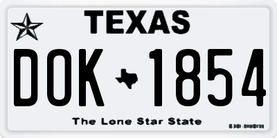 TX license plate DOK1854