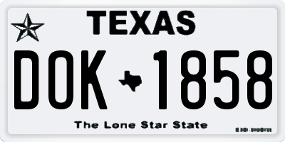 TX license plate DOK1858